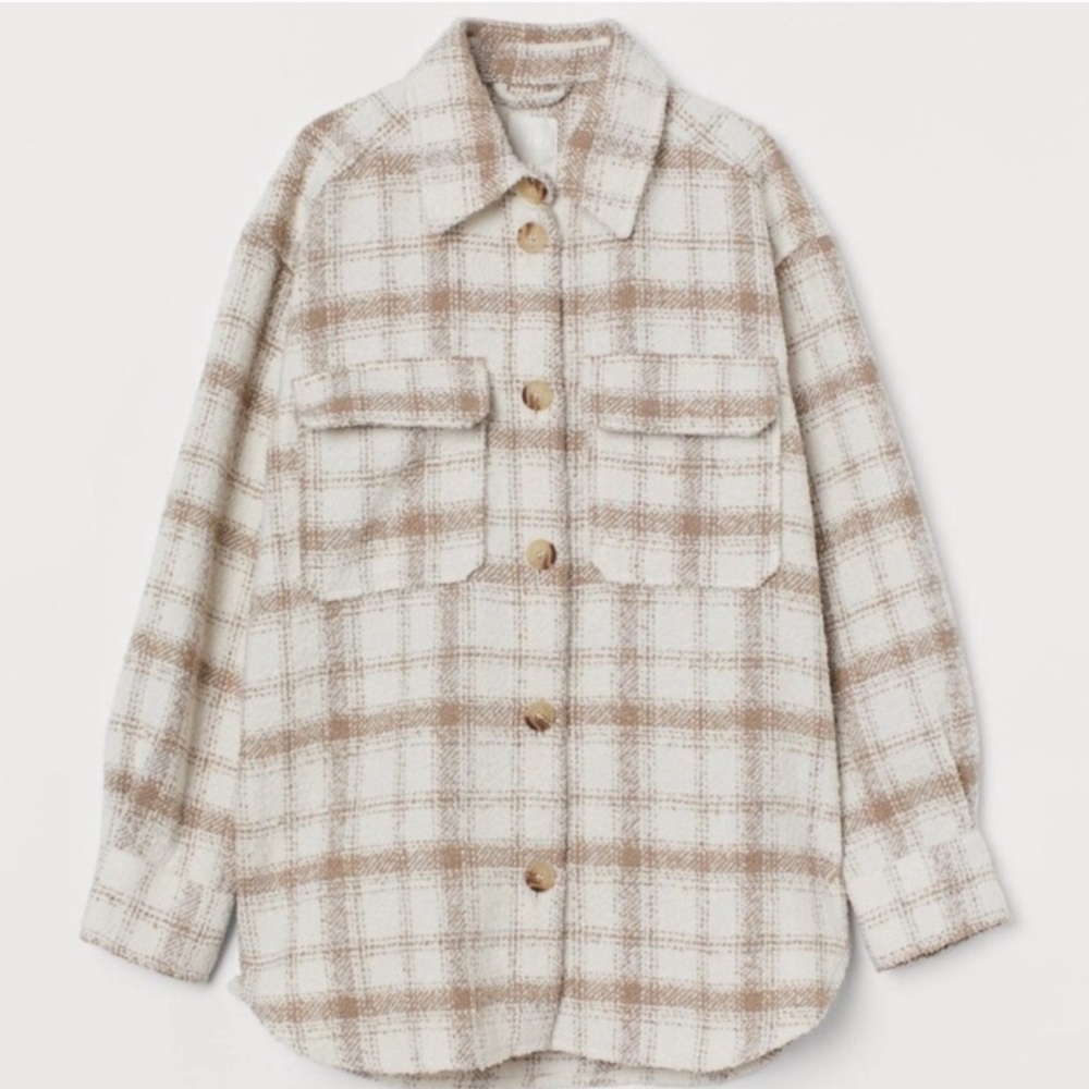 H&M Plaid Cream Shacket